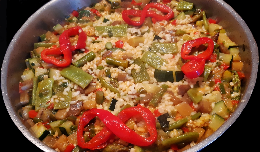 receta de arroz con verduras, paella de verduras