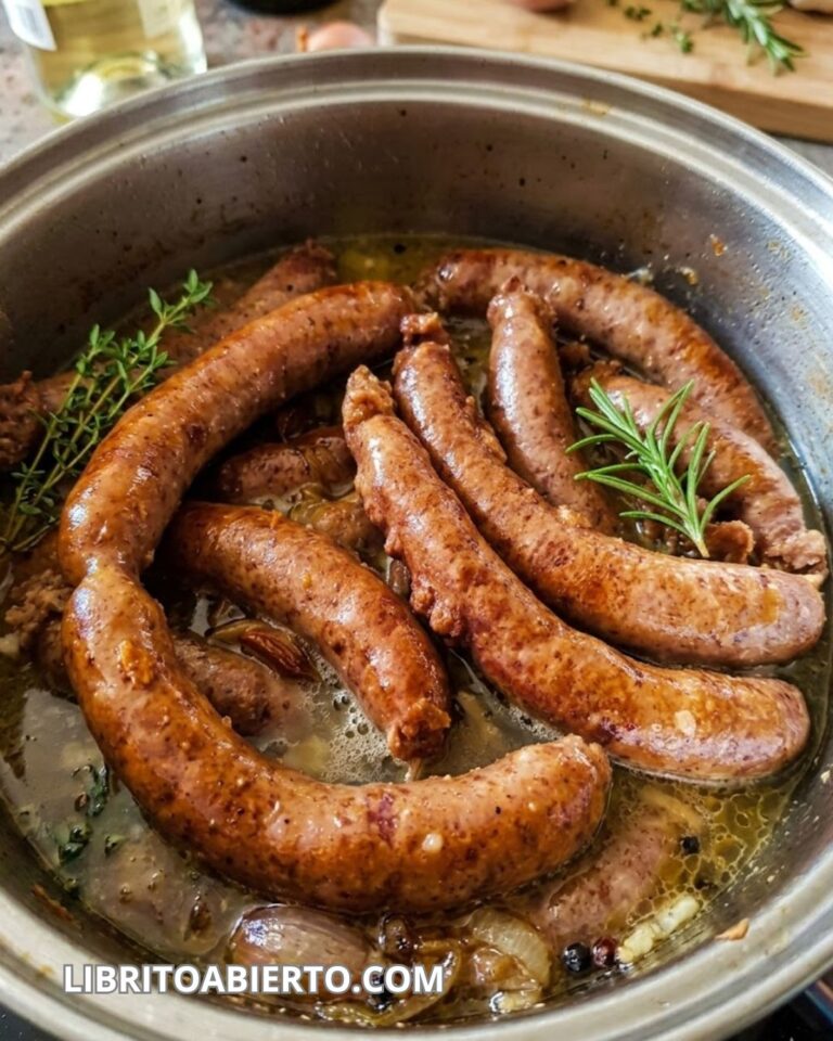 Salchichas al vino blanco