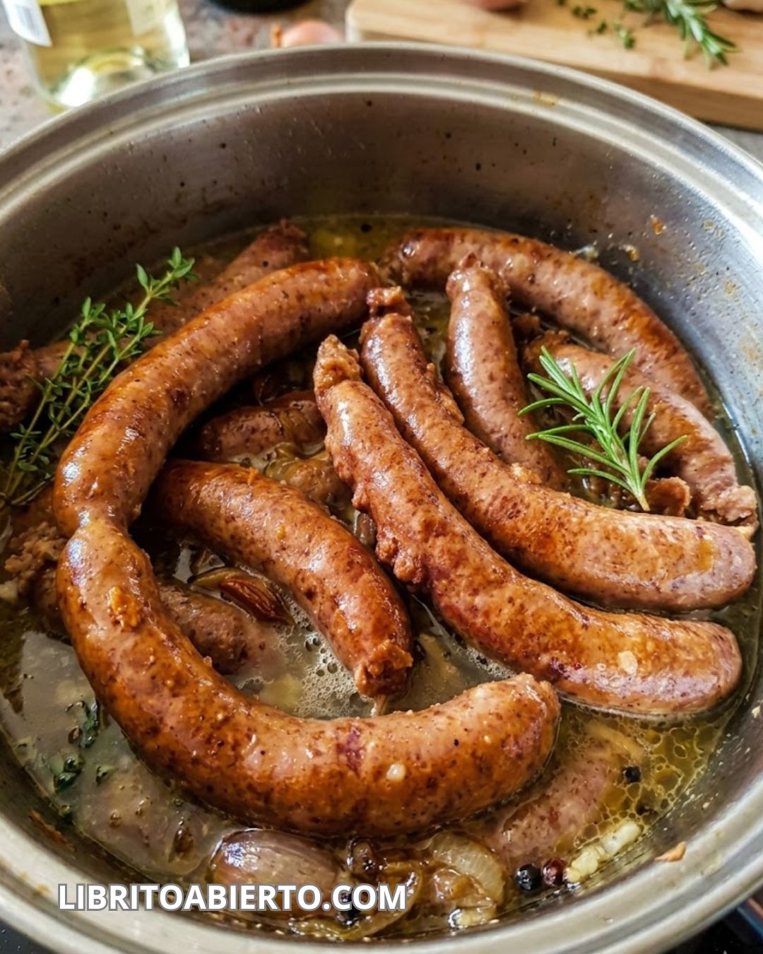 Salchichas al vino blanco