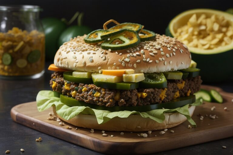 HAMBURGUESA VEGANA CON LECHUGA Y LÁMINAS DE CALABACÍN