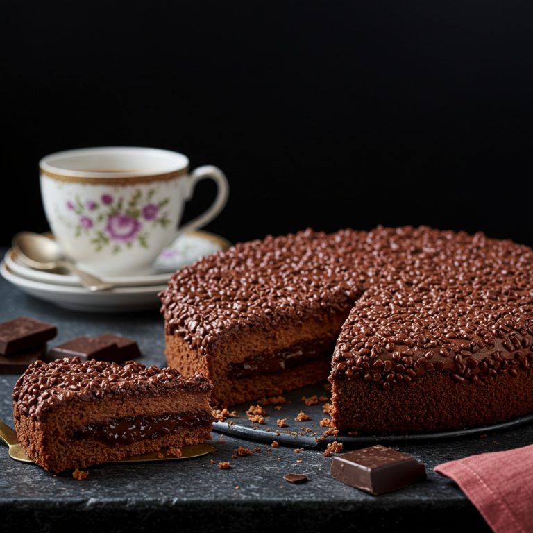 Pastel con cobertura de chocolate