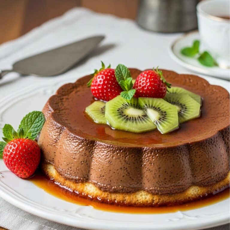 Receta de flan de chocolate con caramelo