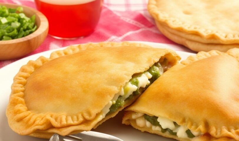 Descubre cómo hacer en casa una deliciosa receta fácil de empanadillas caseras, rellenas de pimiento verde y queso. Un aperitivo delicioso.