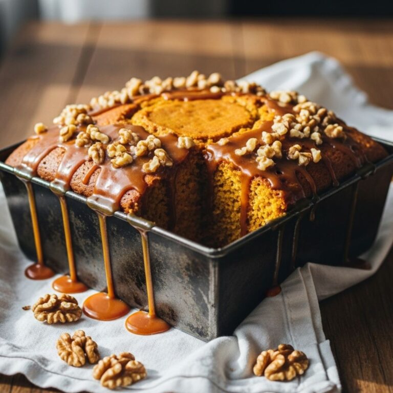 bizcocho de calabaza con nueces y caramelo