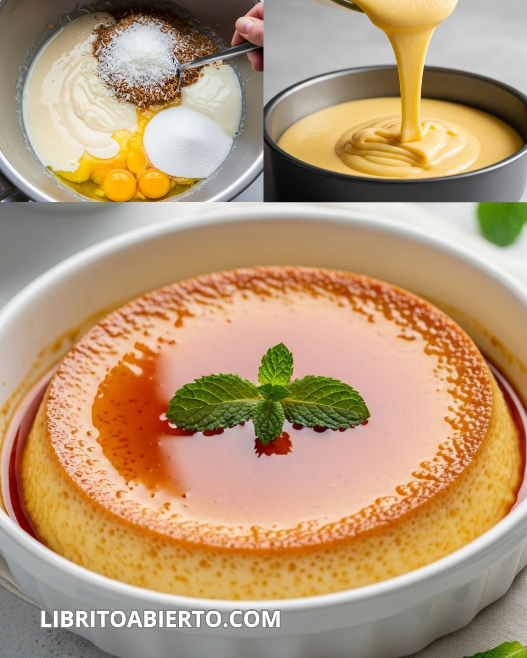 Flan de coco y leche condensada
