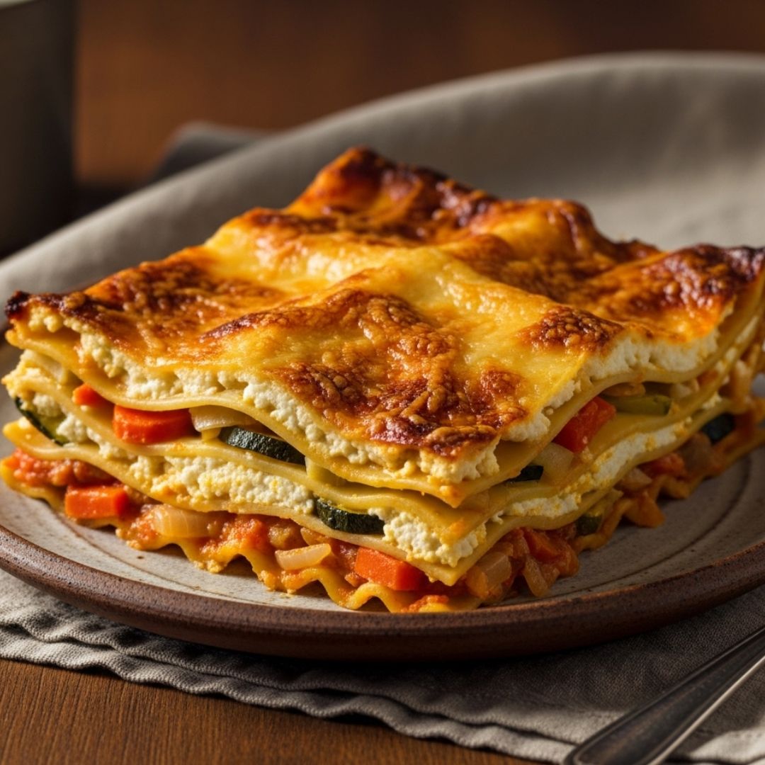 Lasaña de verduras y queso ricotta