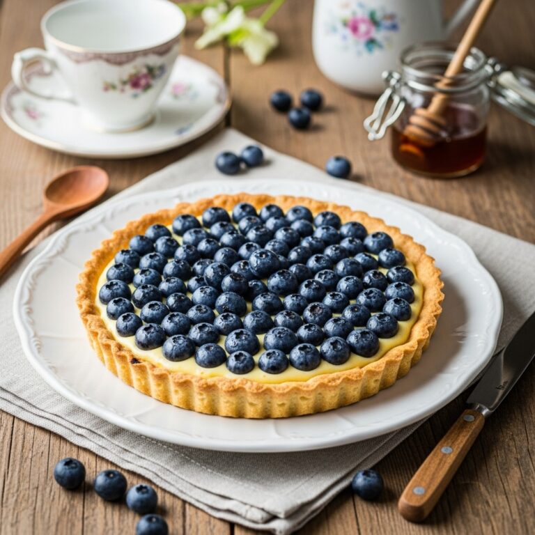 Receta de tarta de arándanos y crema pastelera