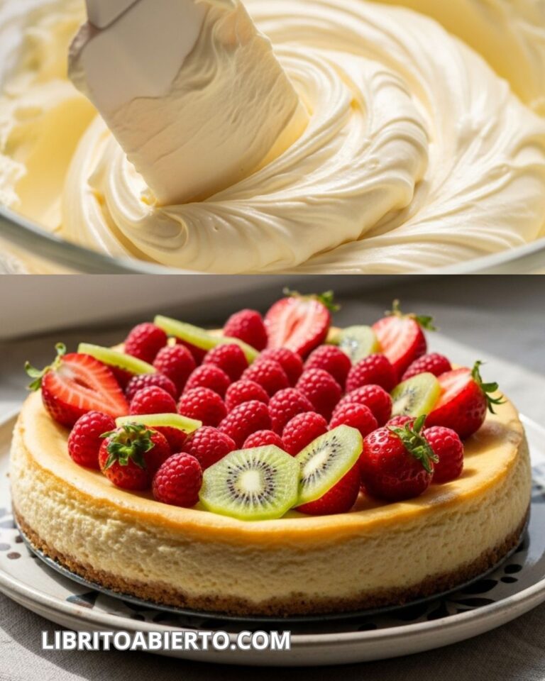 Tarta de queso y fruta fresca