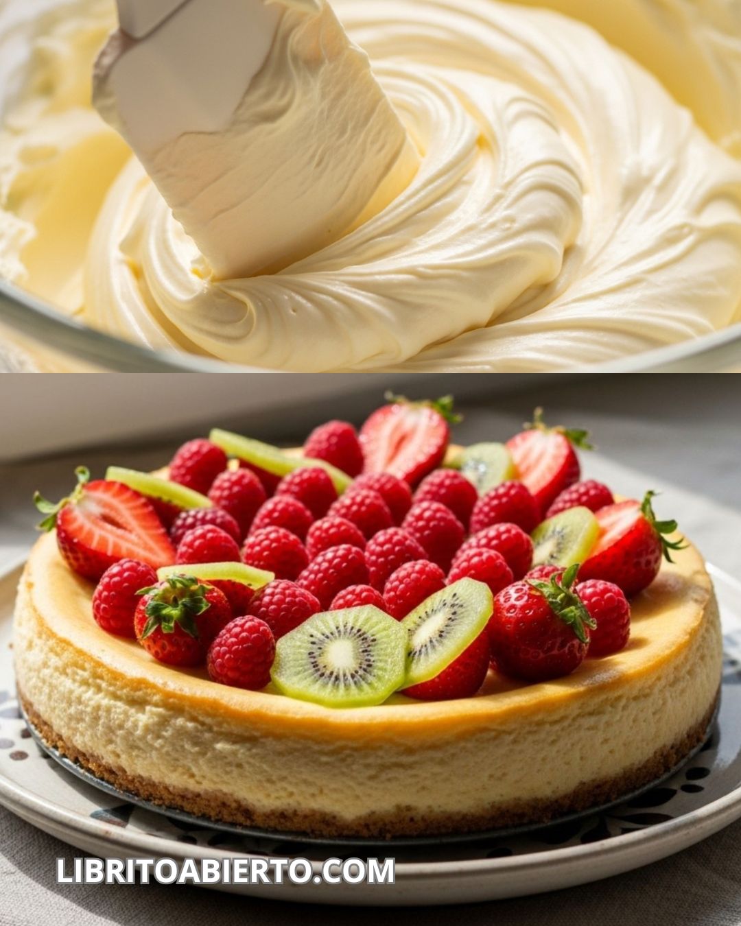 Tarta de queso y fruta fresca