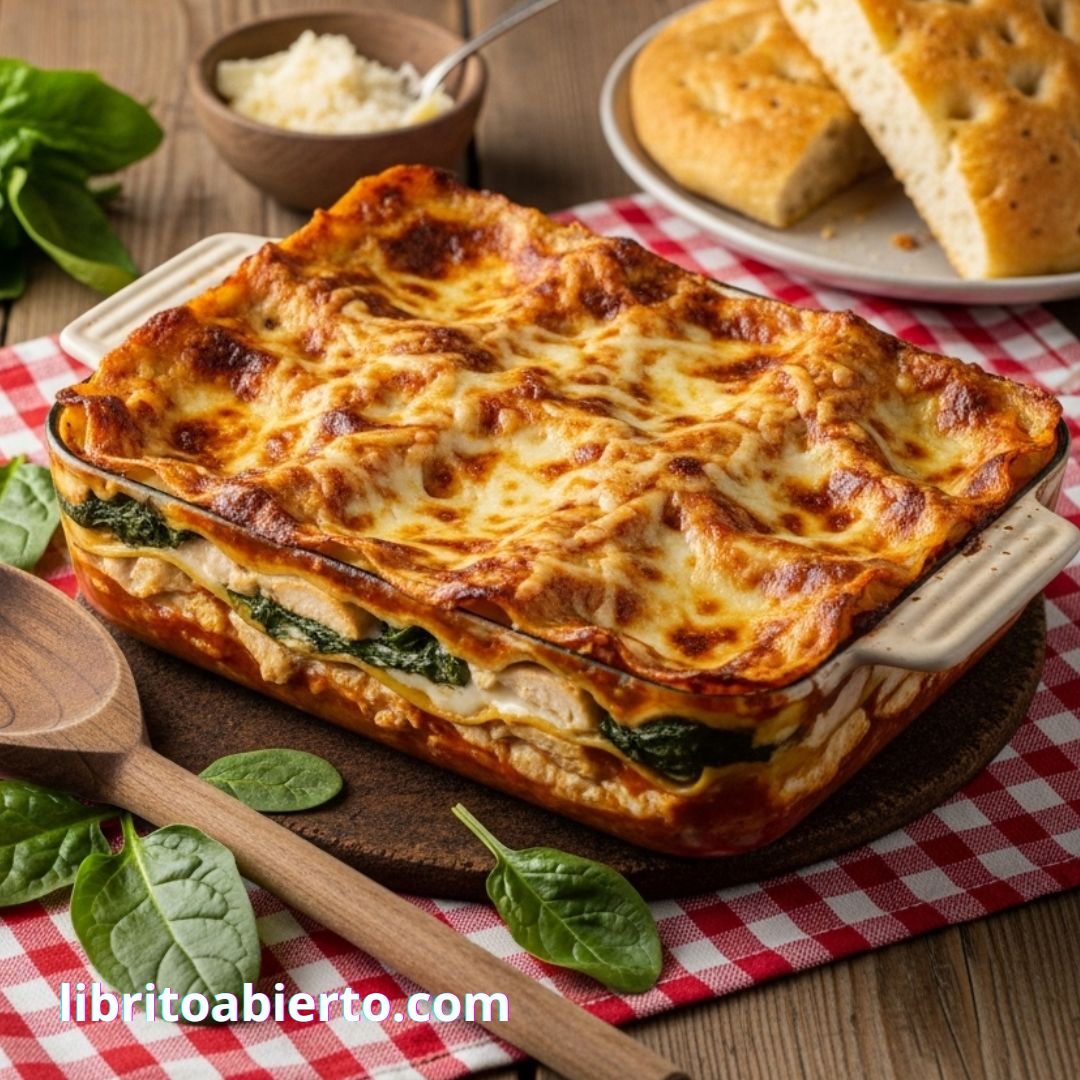 Lasaña de pollo y espinacas