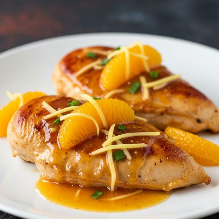 Pollo con salsa de naranja y jengibre