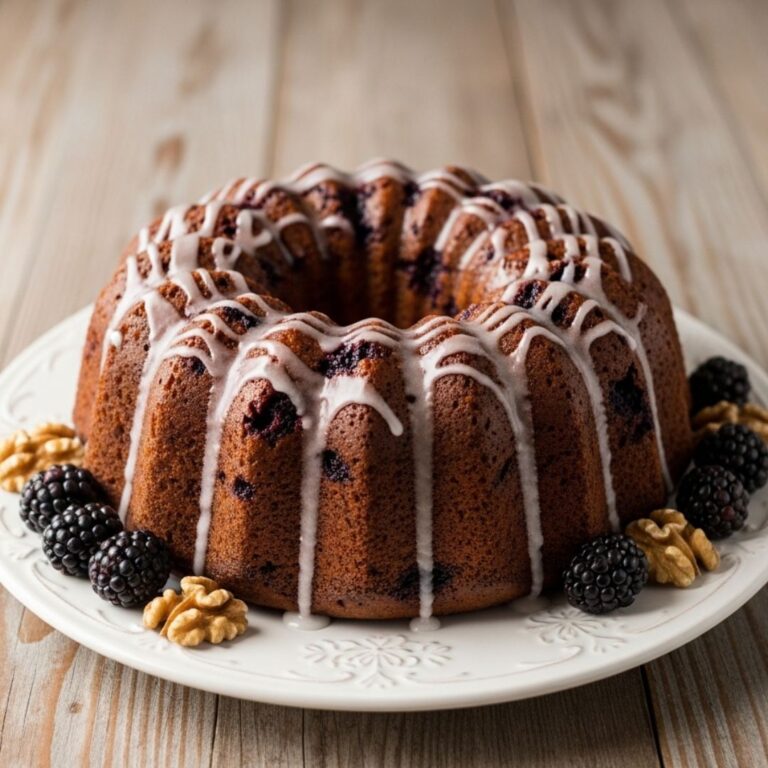 Tarta de mora y nueces con glaseado