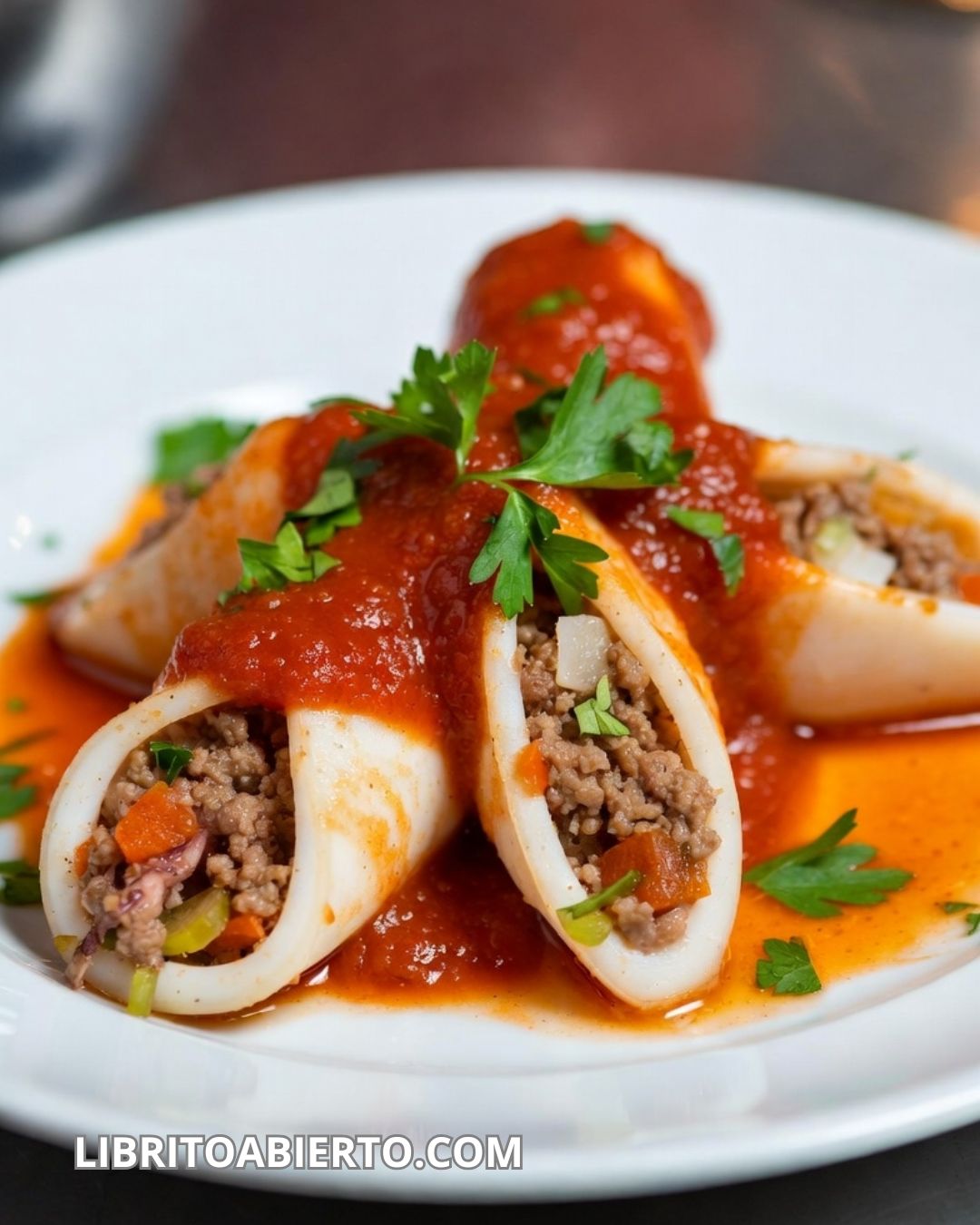 Chipirones rellenos de carne receta tradicional mediterránea