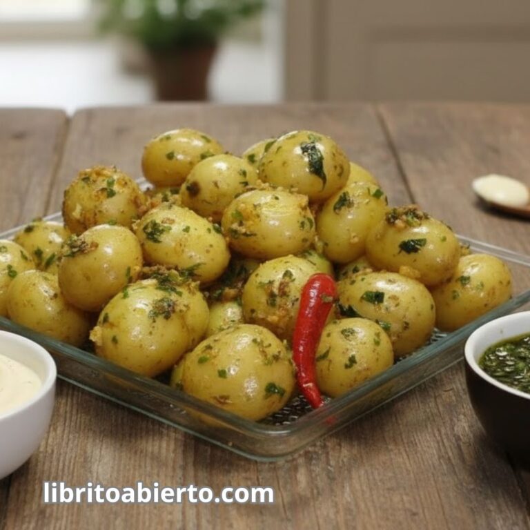Ensalada de patatas receta fácil con salsa de ajo y perejil