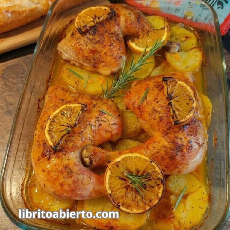 Pollo a la naranja receta tradicional con patatas panaderas